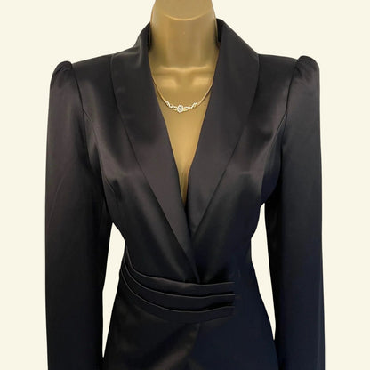 GIVe Black Satin Special Occasion Formal Jacket UK 12 US 8 EU 40 - Timelessfashions