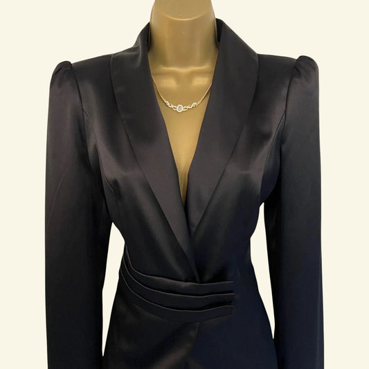GIVe Black Satin Special Occasion Formal Jacket UK 12 US 8 EU 40 - Timelessfashions
