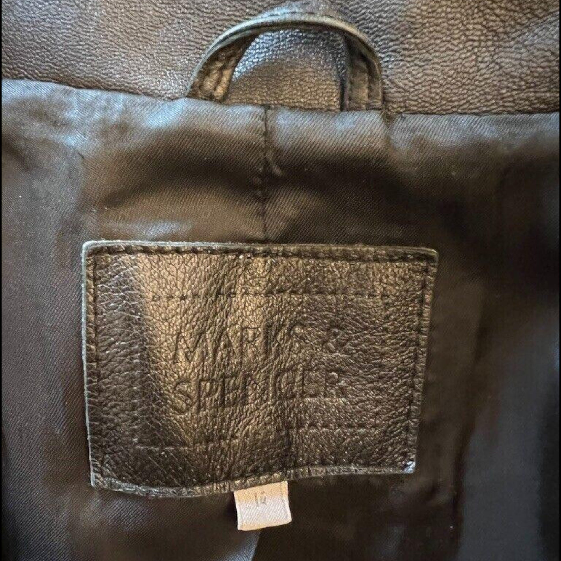 Marks and Spencer Black Vintage Soft Leather Box Jacket UK 14 US 10 EU 42 - Timelessfashions