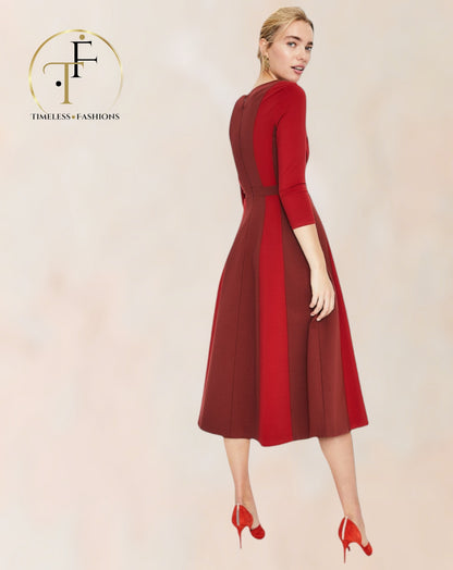 Boden Red & Maroon Erin Ponte Dress UK 8 US 4 EU 36 Timeless Fashions
