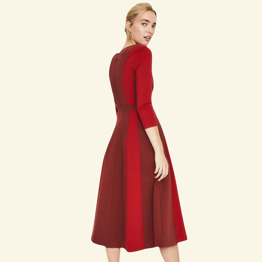 Boden Red & Maroon Erin Ponte Dress UK 8 US 4 EU 36 - Timelessfashions