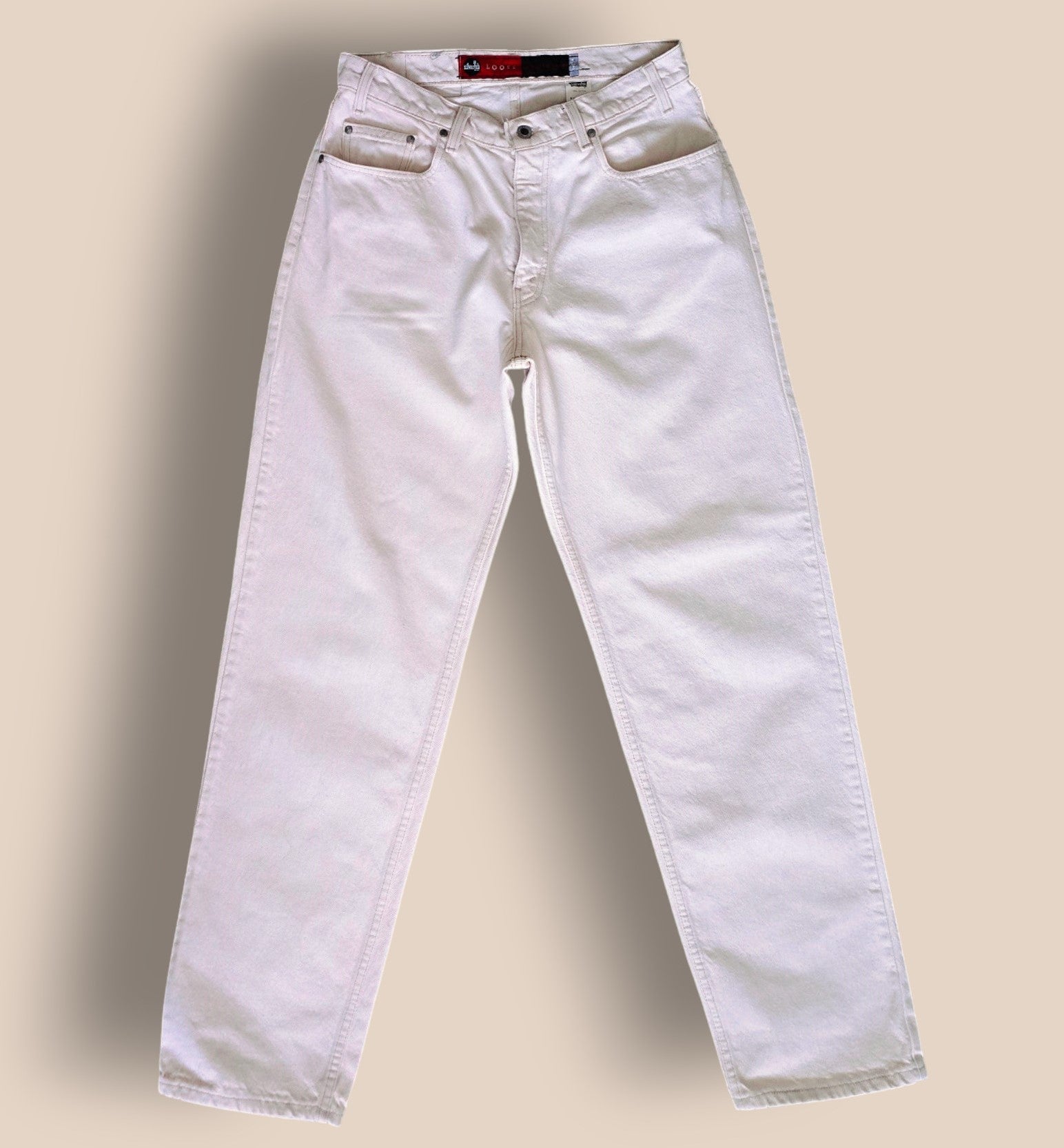 Levi Strauss Vintage Silver Tab Loose White Denim Straight Leg Jeans W33/L34 Timelessfashions