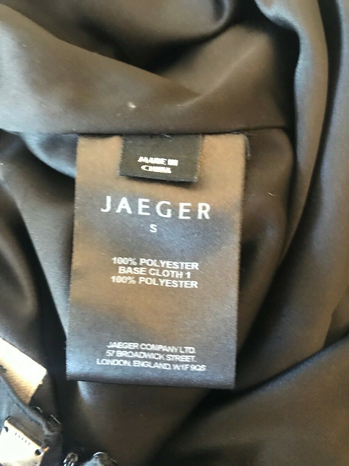 Jaeger label on a garment with 'Made in China' text