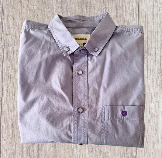 Diesel Men’s Lilac Short Sleeve Shirt UK L Timeless Fashions