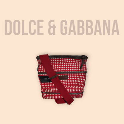 Dolce & Gabbana Unisex Red Check Messenger Shoulder/Cross Body Bag Timeless Fashions