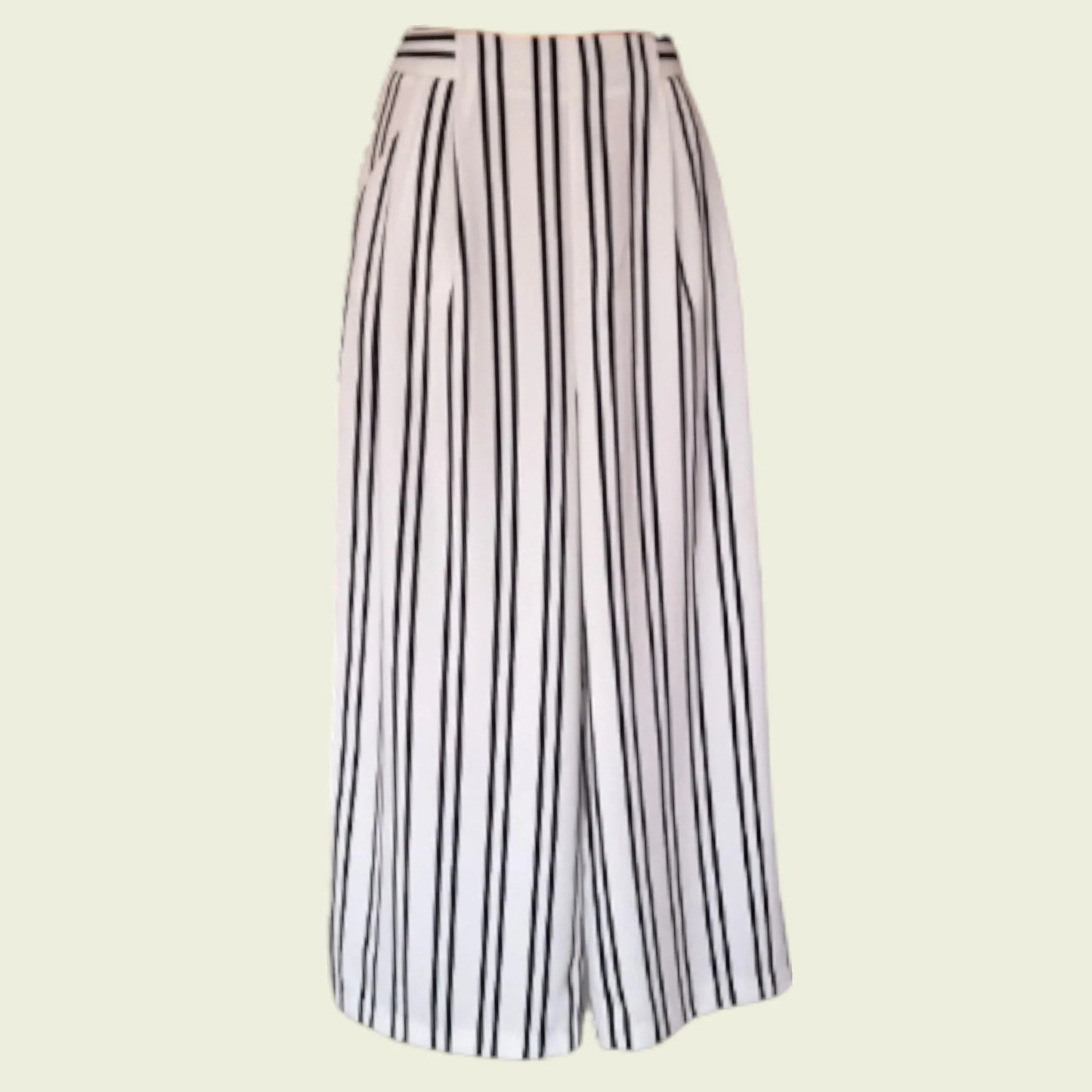 Warehouse Women's Navy & White Stripe Wide Leg Crepe Culottes UK 10 US 6 EU 38 - Timelessfashions