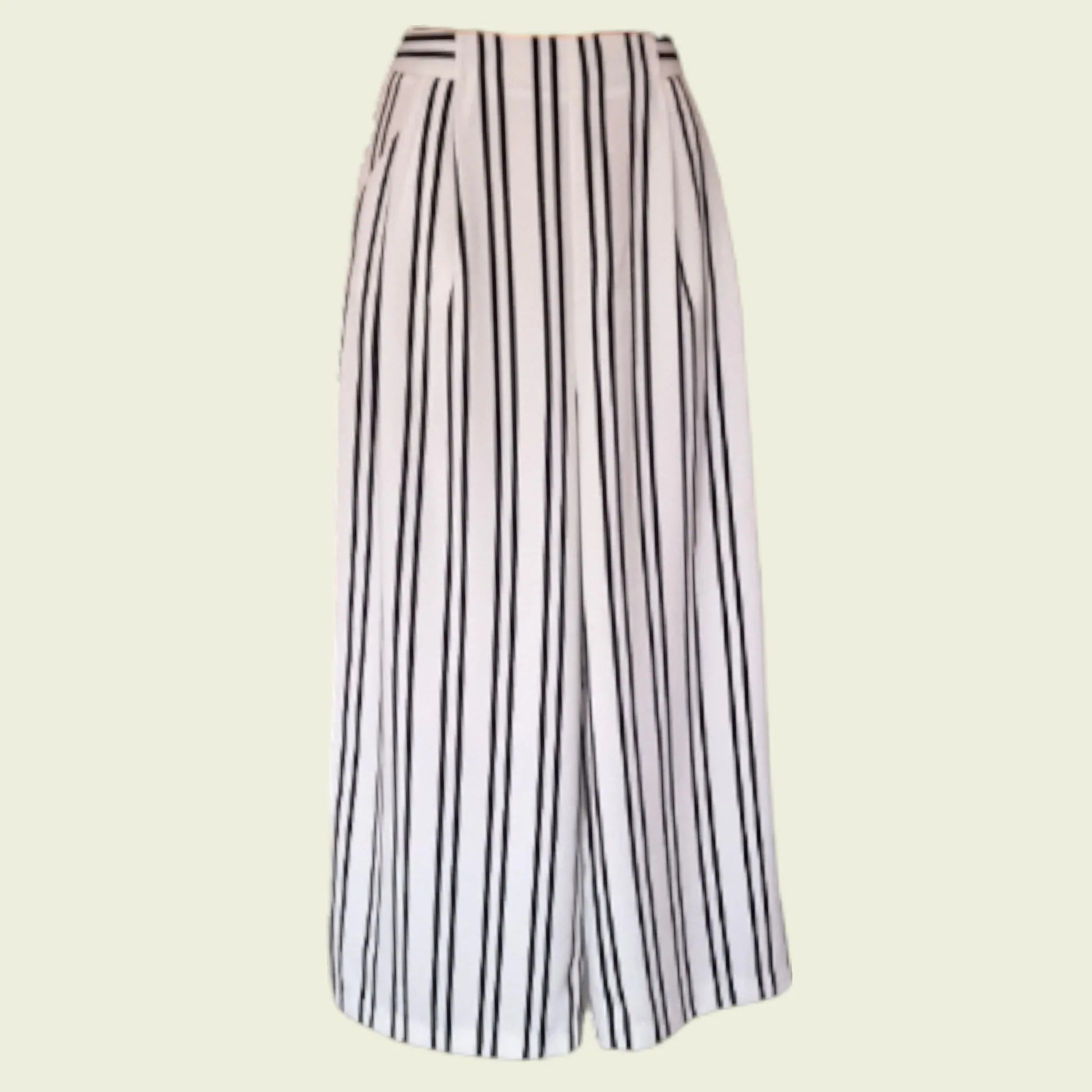 Warehouse Women's Navy & White Stripe Wide Leg Crepe Culottes UK 10 US 6 EU 38 - Timelessfashions