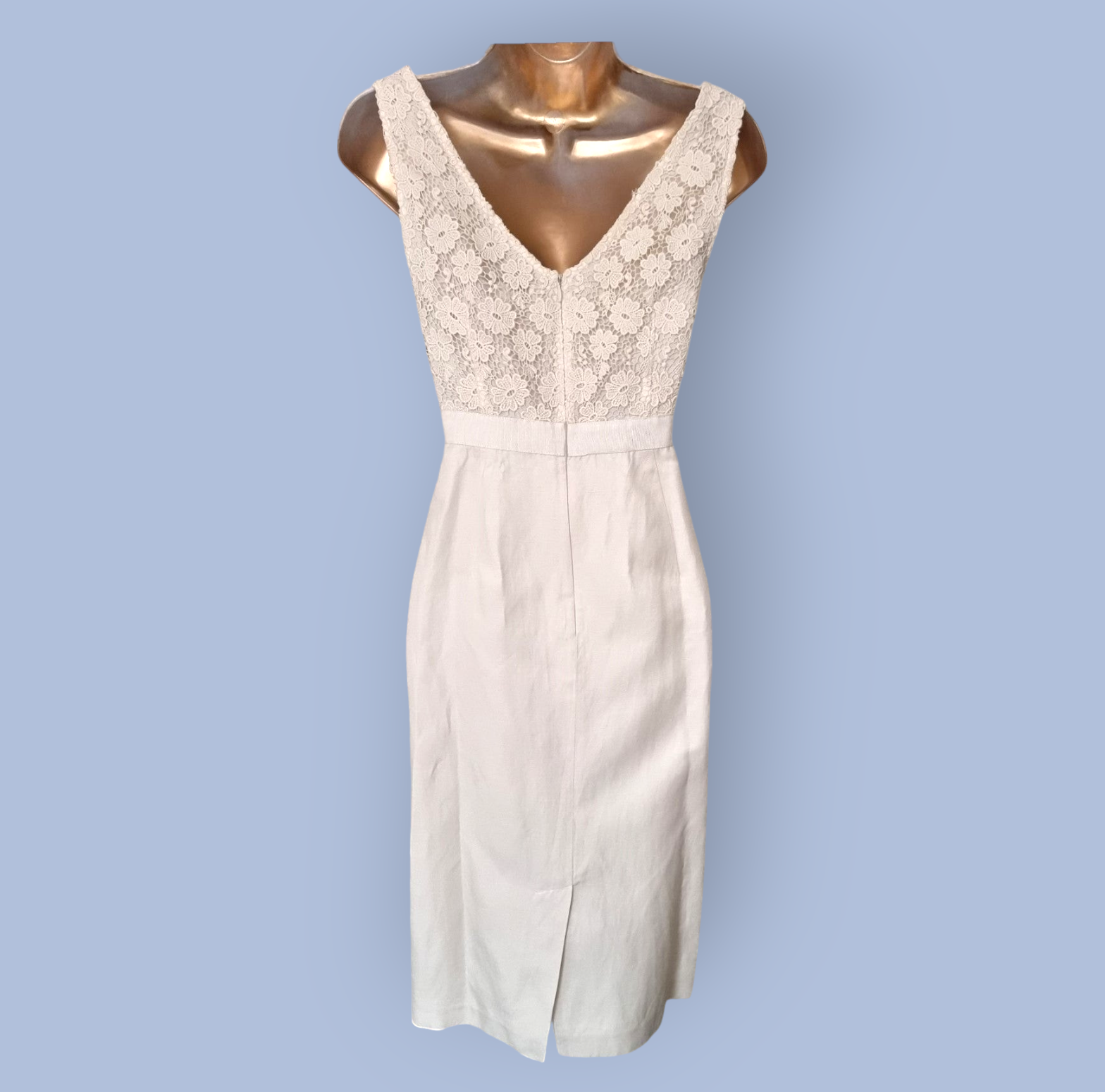 L.K. Bennett Womens Cream Lace Front Dress UK 12 US 8 EU 40 Timeless Fashions