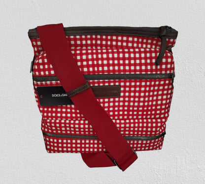 Dolce & Gabbana Unisex Red Check Messenger Shoulder/Cross Body Bag Timeless Fashions