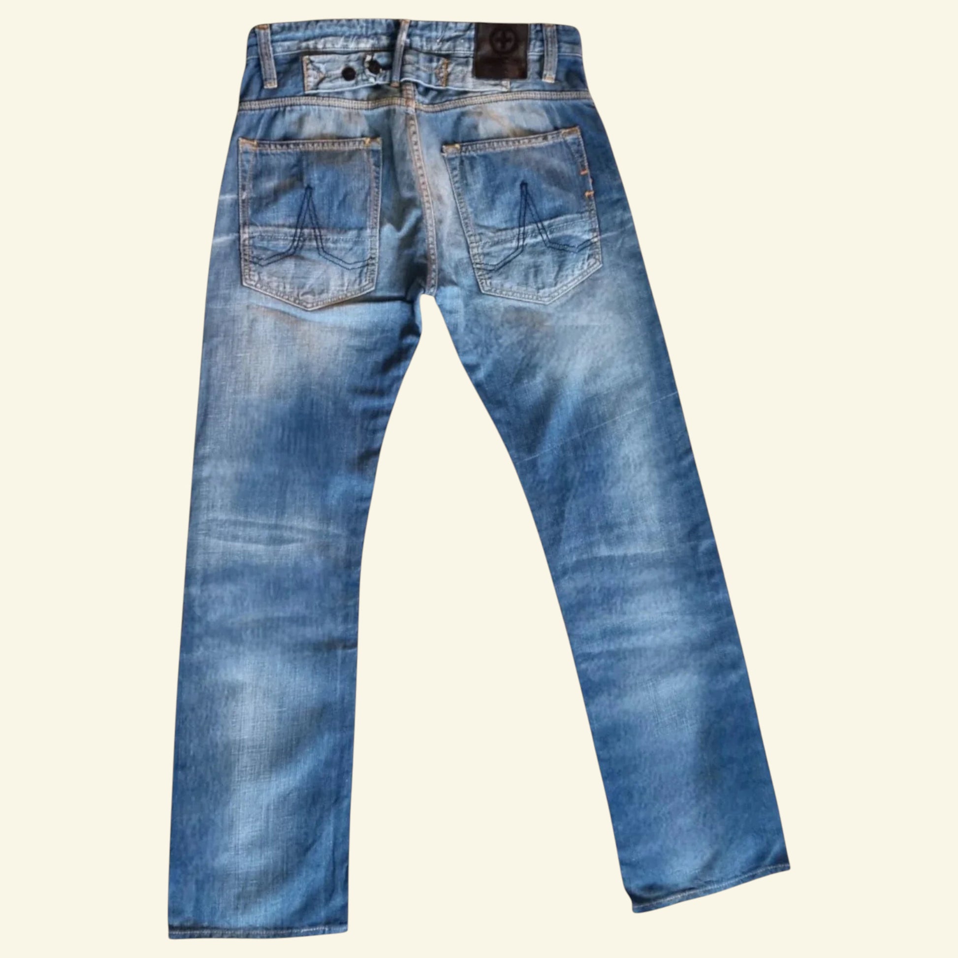 Kuyichi Daniel Men's Blue Regular Fit Straight Leg Faded Denim Jeans W34 L32 - Timelessfashions