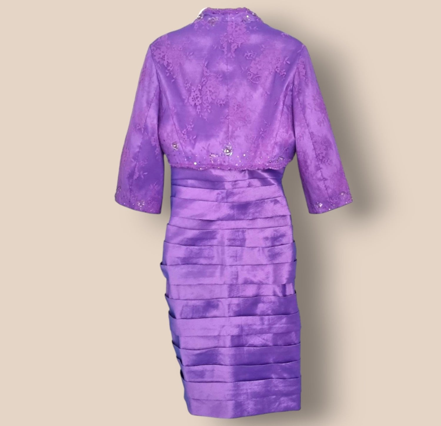 Libra Womens Lilac Embellished Dress & Bolero Jacket UK 14 US 10 EU 42 Timeless Fashions