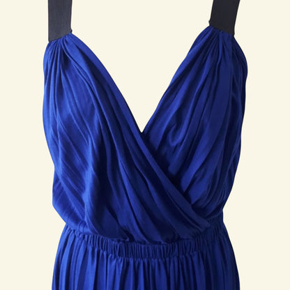 Hoss Intropia Blue & Brown Colour Block Pleated Sundress UK 10 US 6 EU 38 - Timelessfashions
