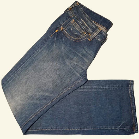 REPLAY Ladies Blue Jeans Gem Pockets Button Fly Low Rise W30" L34" - Timelessfashions