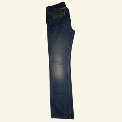 REPLAY Ladies Blue Jeans Gem Pockets Button Fly Low Rise W30" L34" - Timelessfashions