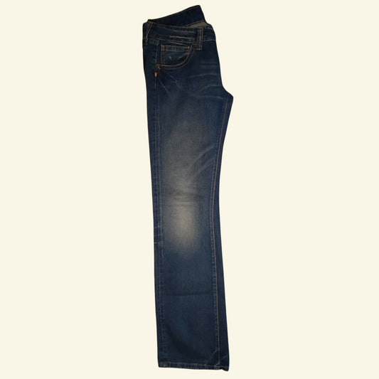 REPLAY Ladies Blue Jeans Gem Pockets Button Fly Low Rise W30" L34" - Timelessfashions