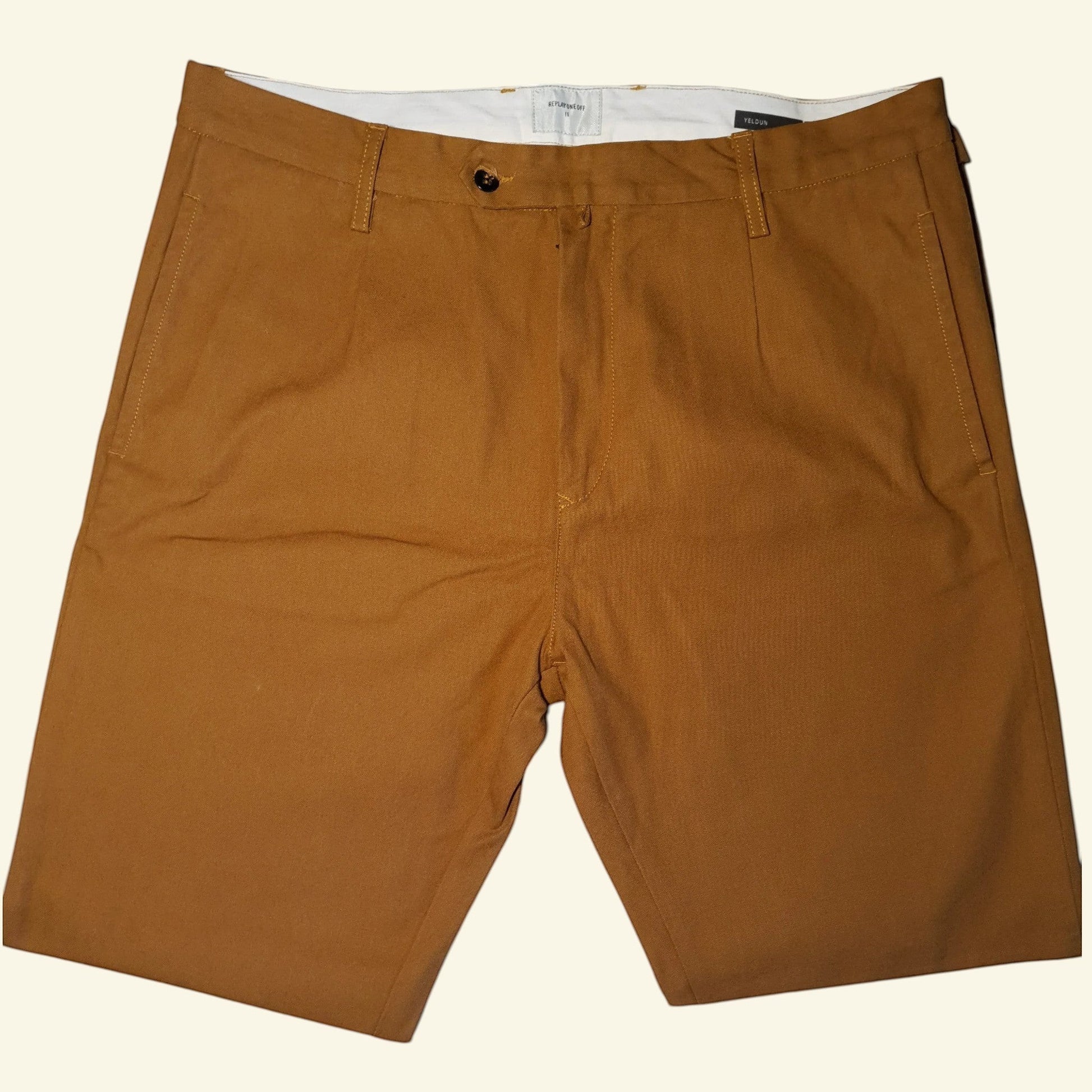 Replay Tan One Off II Yeldun Evolution Mens Cotton Canvas Jeans W33" L31" - Timelessfashions