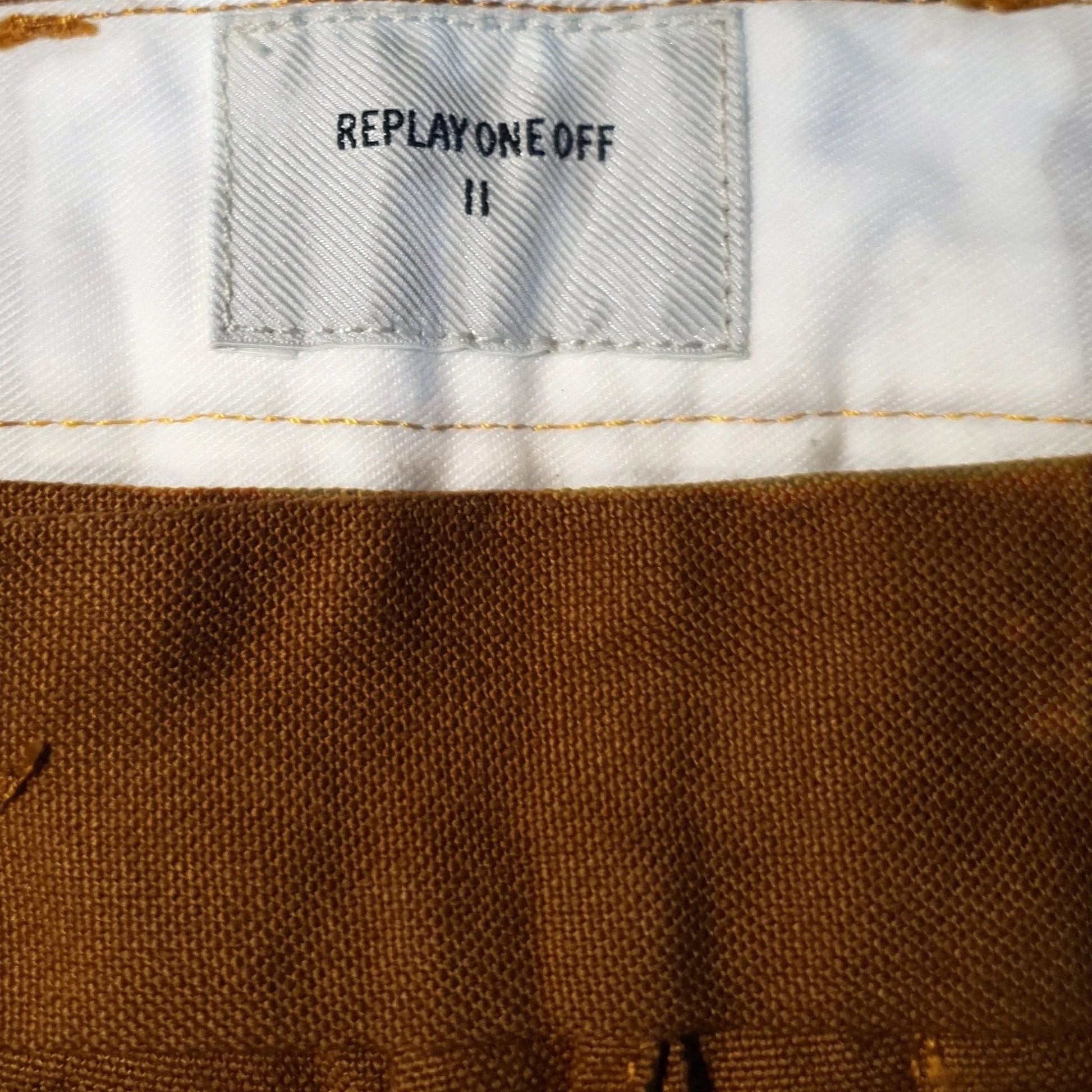Replay Tan One Off II Yeldun Evolution Mens Cotton Canvas Jeans W33" L31" - Timelessfashions