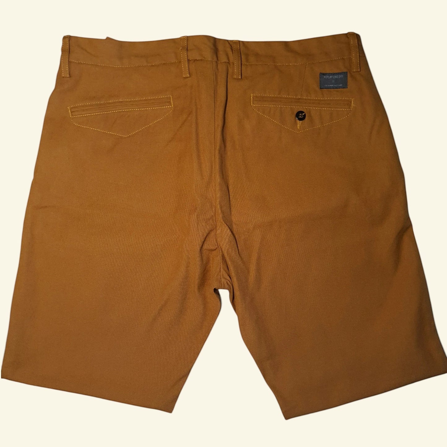 Replay Tan One Off II Yeldun Evolution Mens Cotton Canvas Jeans W33" L31" - Timelessfashions