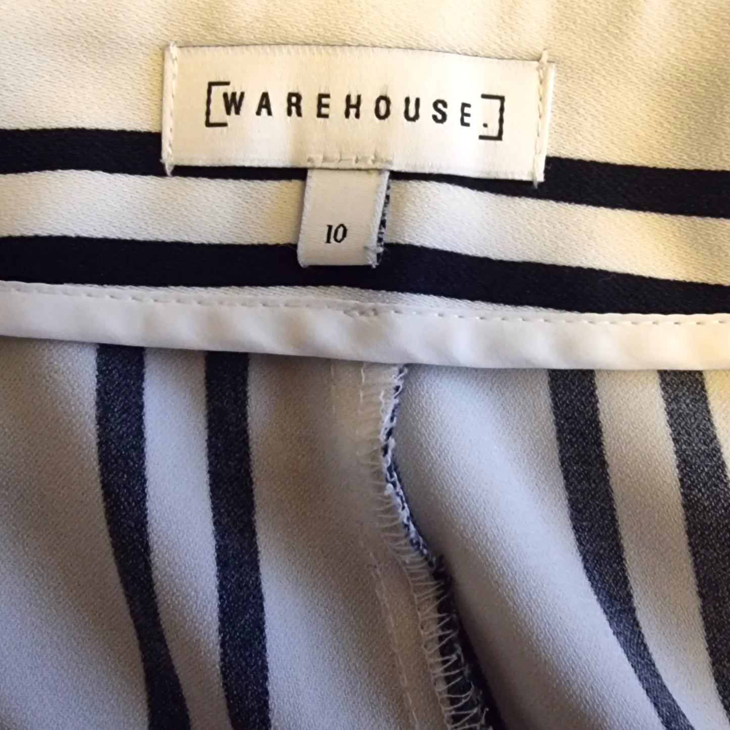 Warehouse Women's Navy & White Stripe Wide Leg Crepe Culottes UK 10 US 6 EU 38 - Timelessfashions