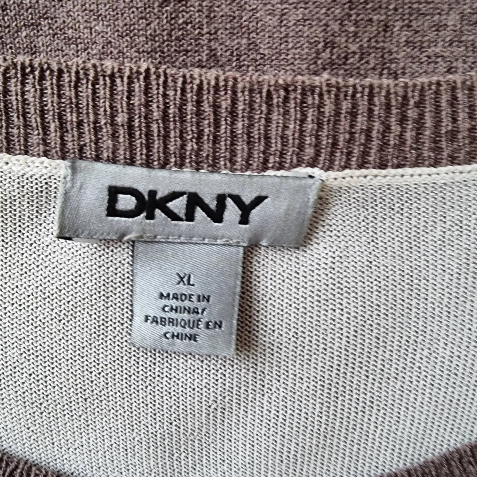 DKNY Womens Mocha and White Striped Jumper UK 12/14 US 8/10 EU 40/42 - Timelessfashions