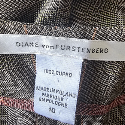 Diane von Furstenberg Womens Brown Plaid Wide Leg Trousers UK 10 US 6 EU 38 - Timelessfashions