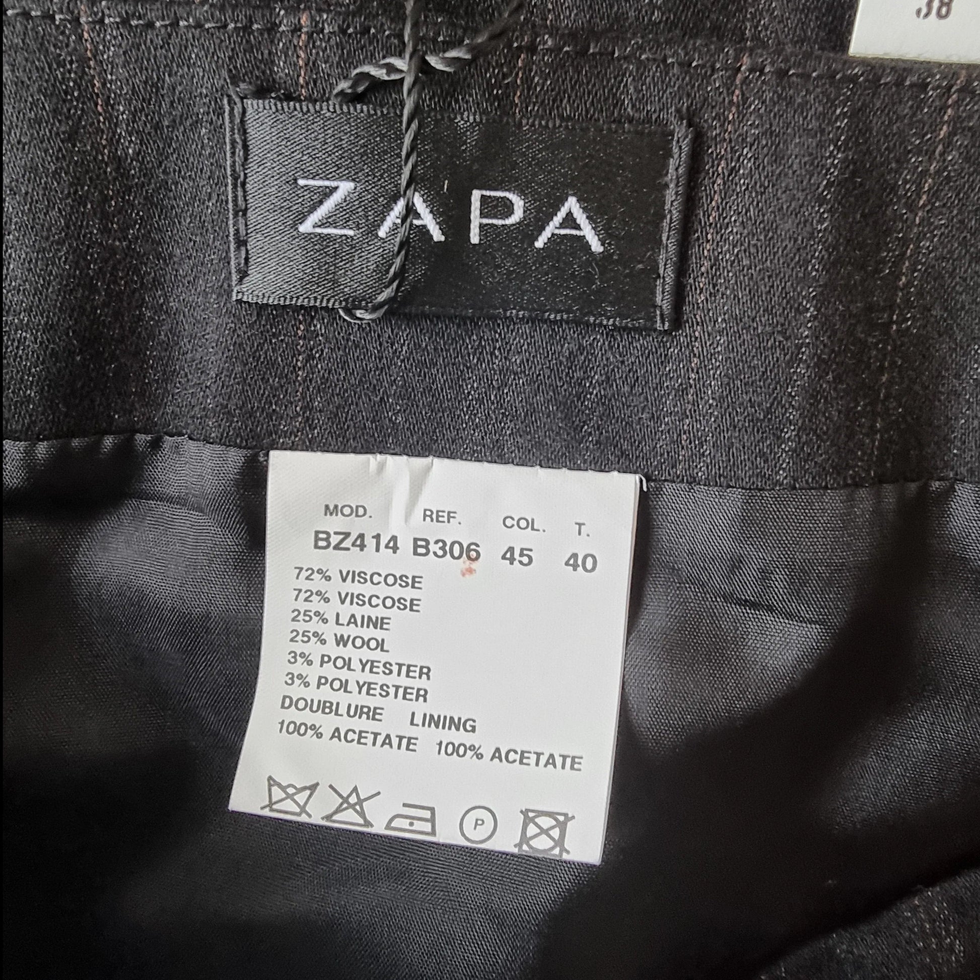Zapa Black & Brown Herrigbone Design Skirt UK 12 US 8 EU 40 - Timelessfashions