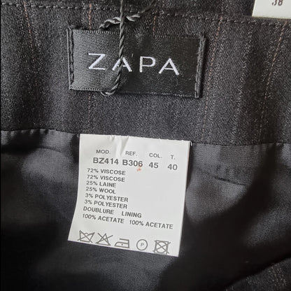 Zapa Black & Brown Herrigbone Design Skirt UK 12 US 8 EU 40 - Timelessfashions