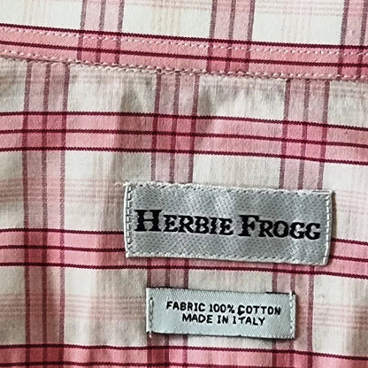 Herbie Frogg Men's Pink & White Check Cotton Shirt Collar 16" - Timelessfashions