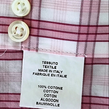 Herbie Frogg Men's Pink & White Check Cotton Shirt Collar 16" - Timelessfashions