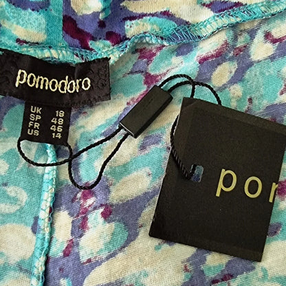 Pomodoro Aqua Summer Ankle Length Pants UK 18 US 14 EU 46 - Timelessfashions