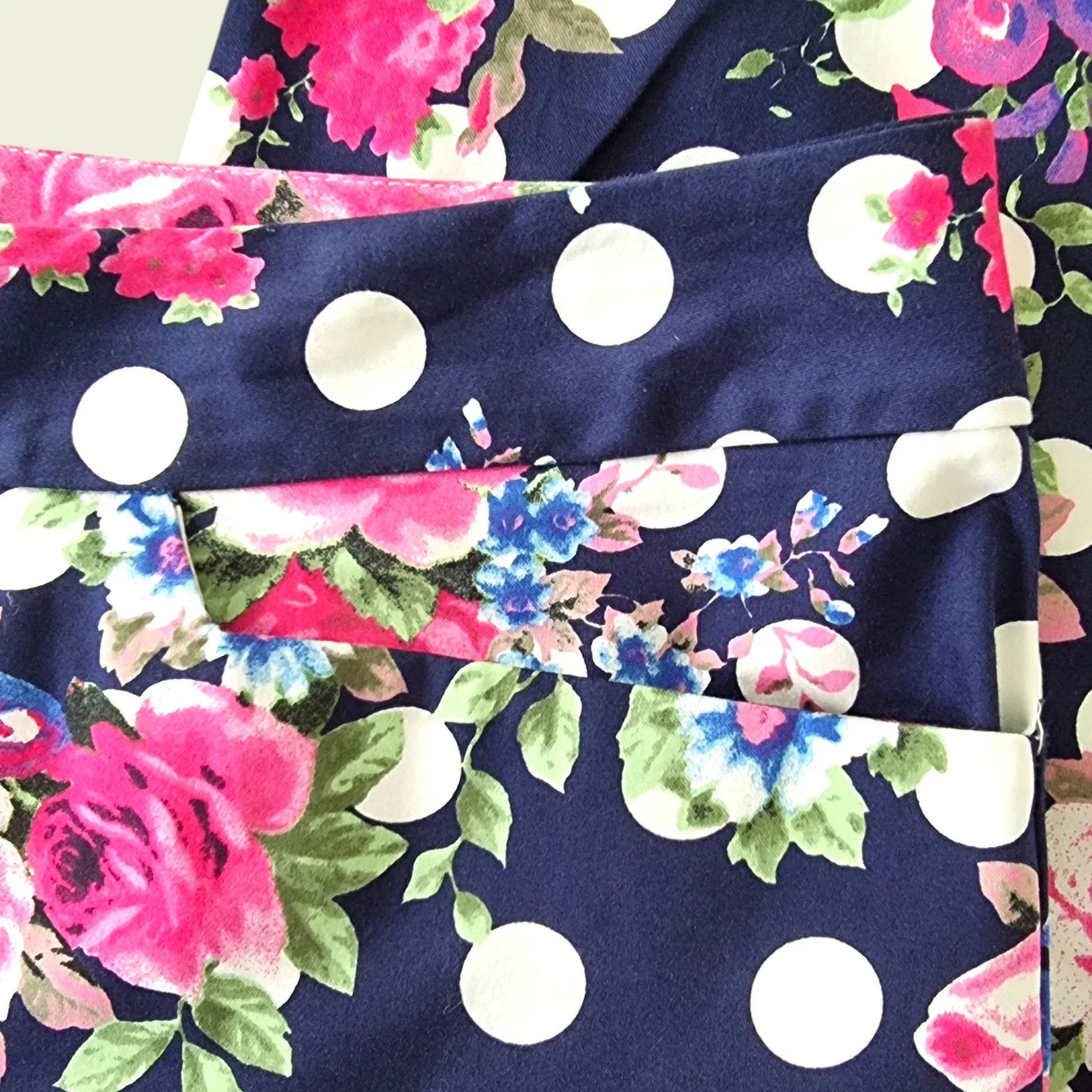 Pomodoro Navy Floral Summer Floral Ankle Length Pants UK 18 US 14 EU 46 - Timelessfashions