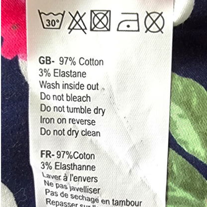 Pomodoro Navy Floral Summer Floral Ankle Length Pants UK 18 US 14 EU 46 - Timelessfashions