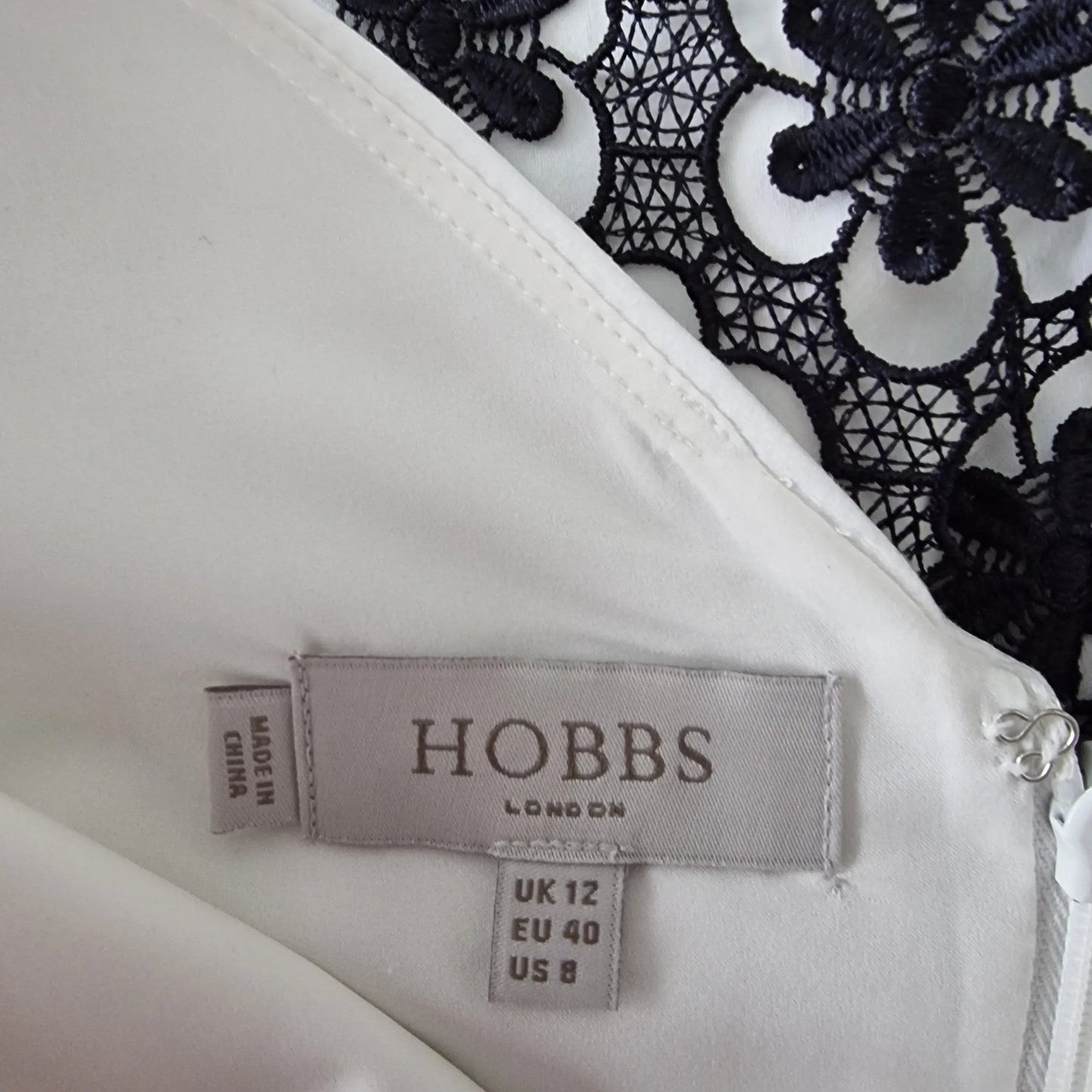 Hobbs Navy & White Lace Dress UK 12 US 8 EU 40 - Timelessfashions