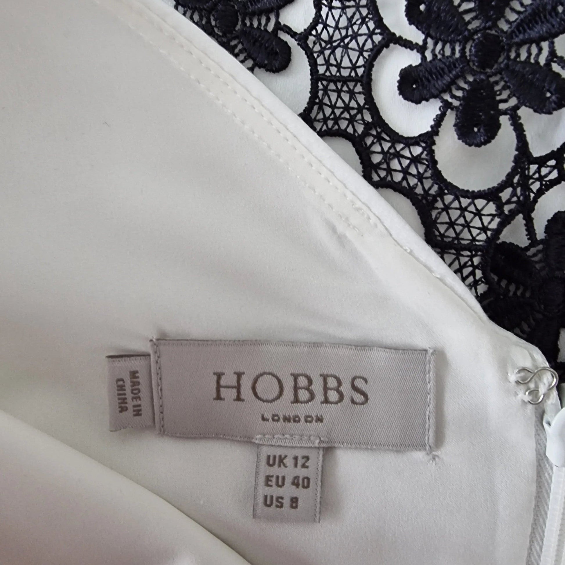 Hobbs Navy & White Lace Dress UK 12 US 8 EU 40 - Timelessfashions
