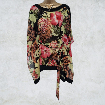 Star By Julien Macdonald Womens Multicoloured Chiffon Kaftan Top UK 14 US 10 EU 42 Timeless Fashions