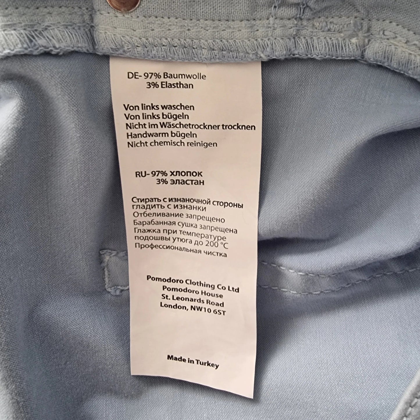 Pomodoro Blue Denim, Stretch Straight Leg Jeans UK 18 US 14 EU 48 - Timelessfashions