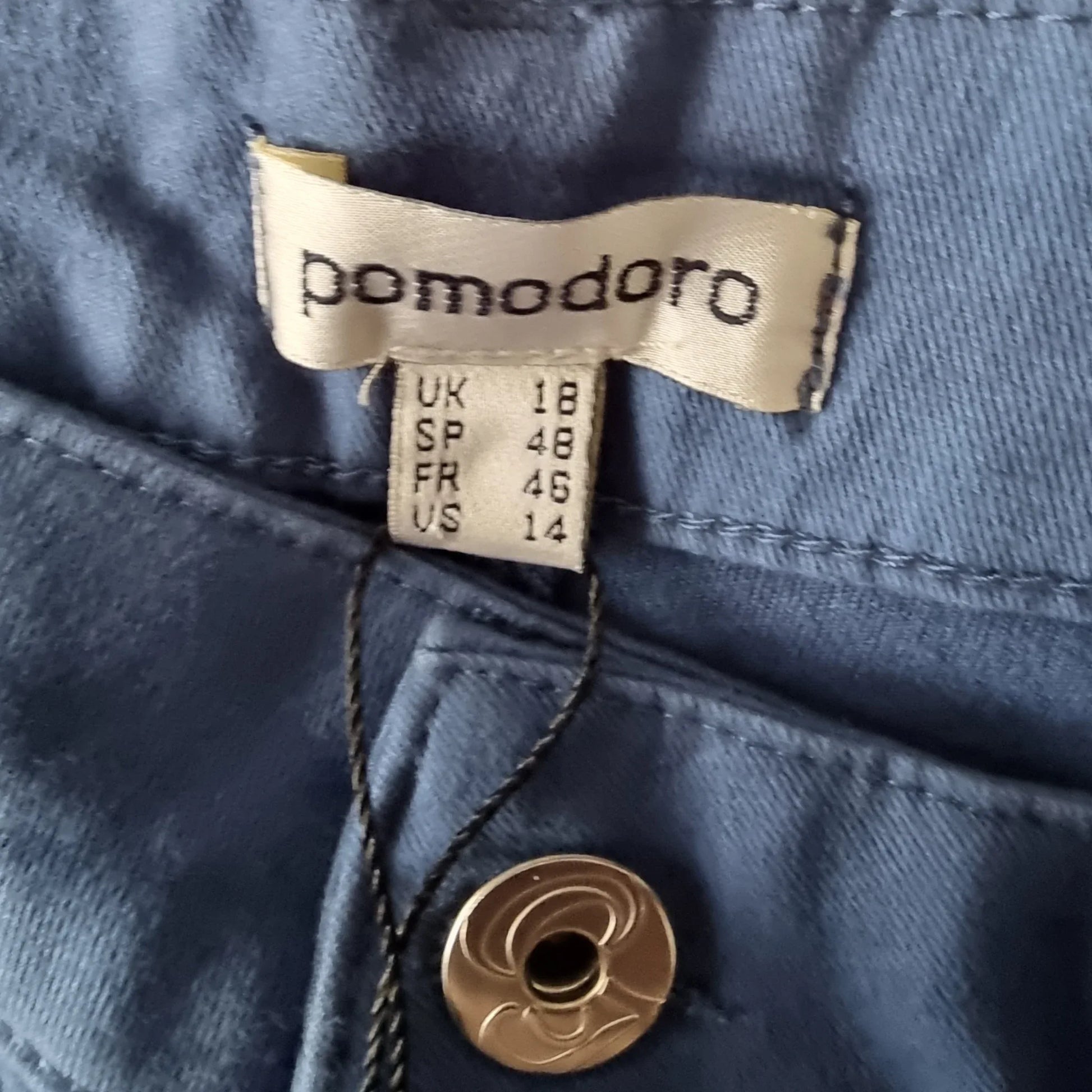 Pomodoro Mid Blue Denim, Stretch Straight Leg Jeans UK 18 US 14 EU 48 - Timelessfashions