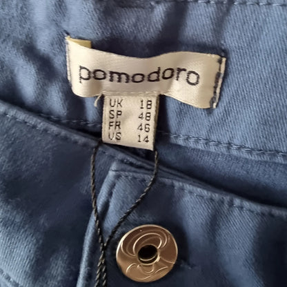 Pomodoro Mid Blue Denim, Stretch Straight Leg Jeans UK 18 US 14 EU 48 - Timelessfashions