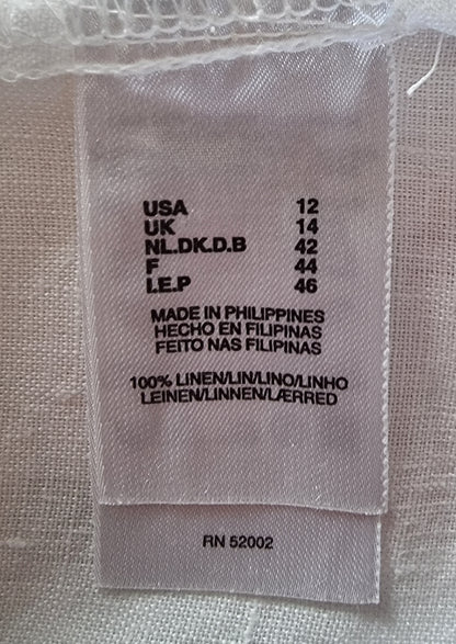 Liz Claiborne White Sleeveless Linen Blouse UK 14 US 10 EU 42 Timeless Fashions