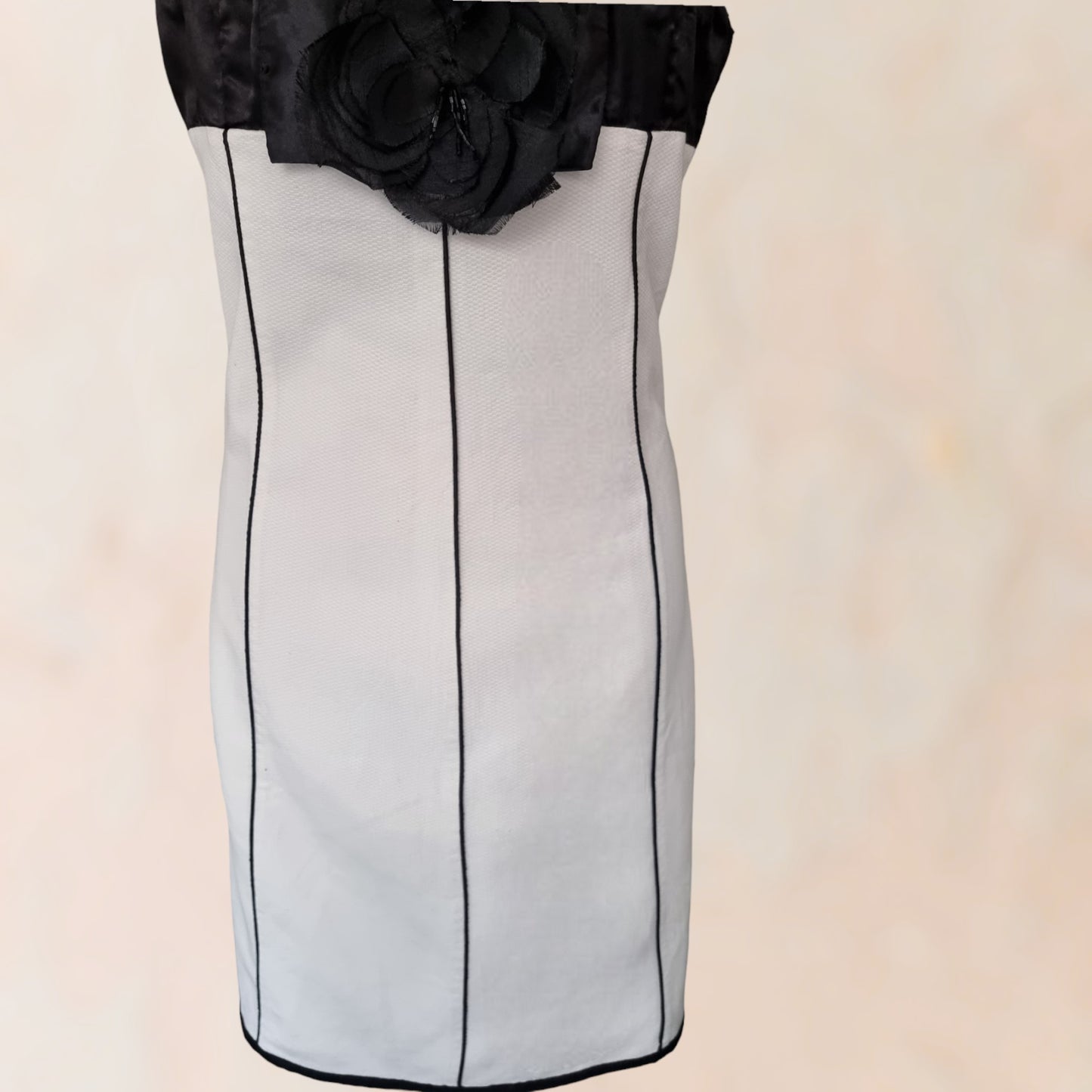 Almatrichi Cream & Black Floral Embellished Dress UK 16 US 12 EU 44 Timeless Fashions