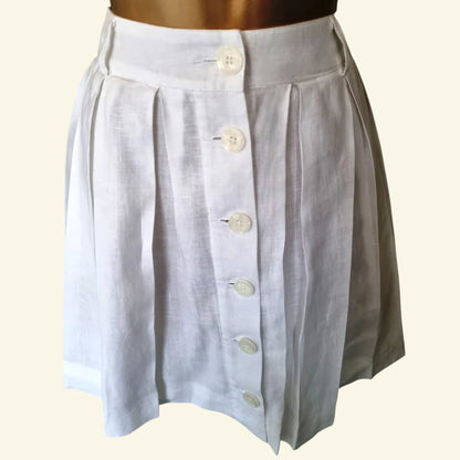 Island Company Women’s White Lined Pleated Full Short Skirt. UK 12 US 8 EU 40 - Timelessfashions