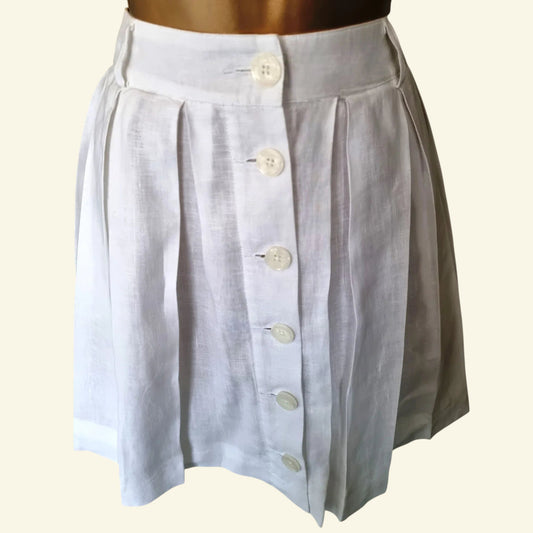Island Company Women’s White Lined Pleated Full Short Skirt. UK 12 US 8 EU 40 - Timelessfashions