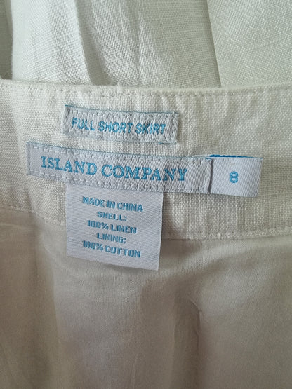 Island Company Women’s White Lined Pleated Full Short Skirt. UK 12 US 8 EU 40 Timeless Fashions