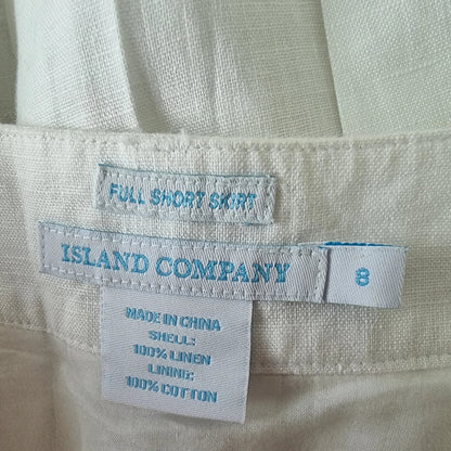 Island Company Women’s White Lined Pleated Full Short Skirt. UK 12 US 8 EU 40 - Timelessfashions