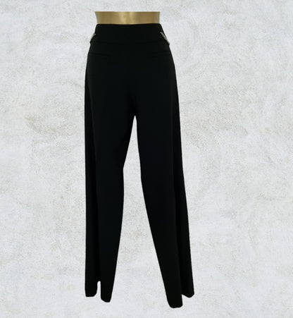 Michael Kors Black Tailored Trousers, Chain Detailing UK 12 US 4 EU 40 IT 44 Timeless Fashions