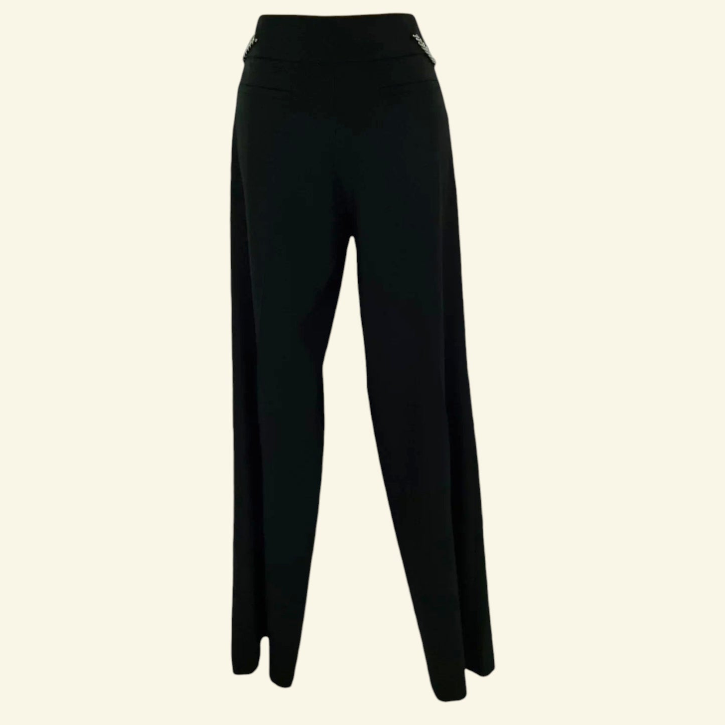 Michael Kors Black Tailored Trousers, Chain Detailing UK 12 US 4 EU 40 IT 44 - Timelessfashions