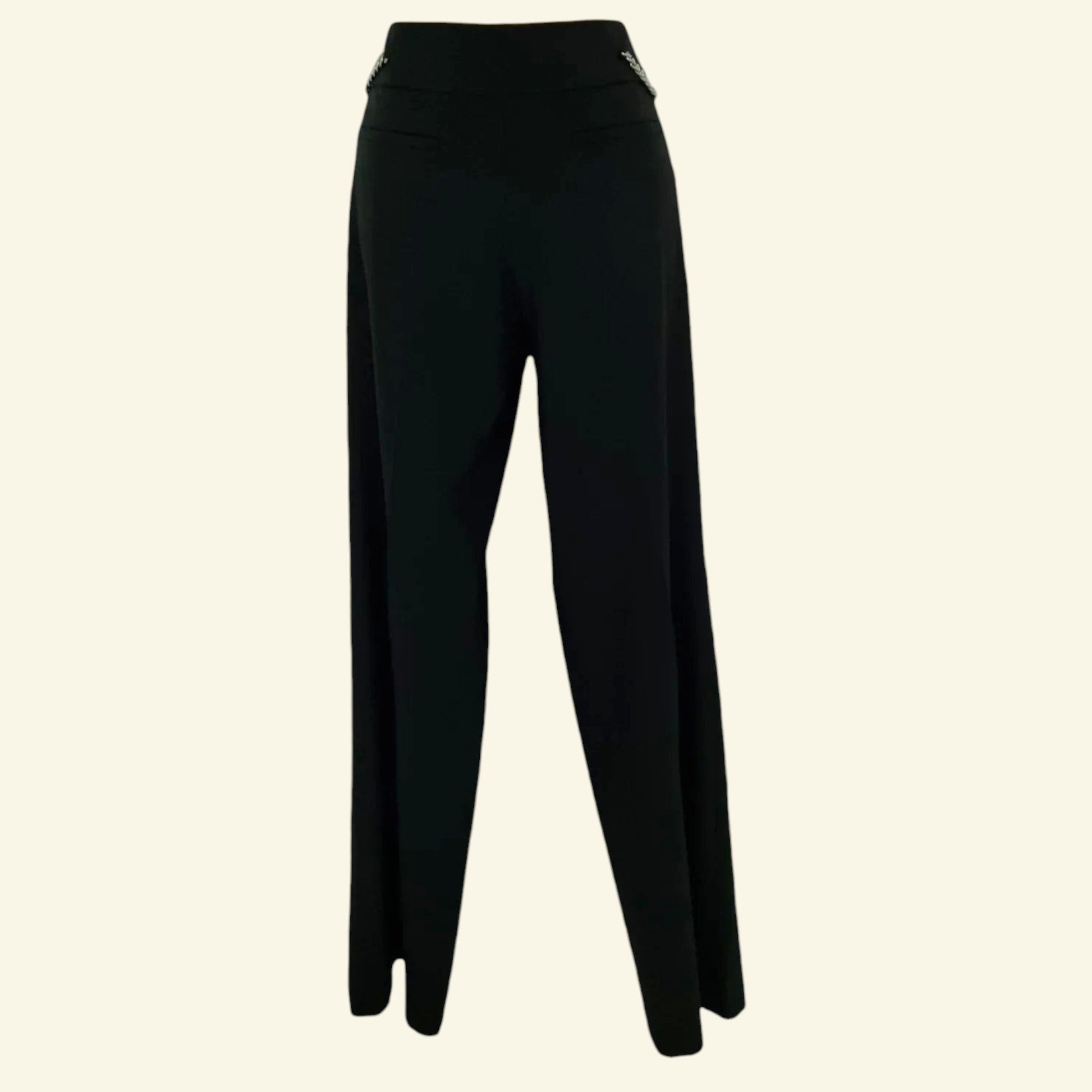 Michael Kors Black Tailored Trousers, Chain Detailing UK 12 US 4 EU 40 IT 44 - Timelessfashions