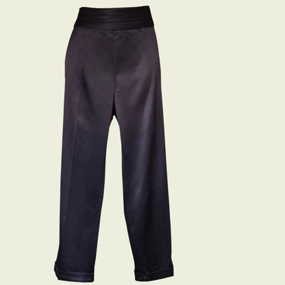 GIVe Women's Vintage Black Satin Trousers UK 14 US 10 EU 42 - Timelessfashions