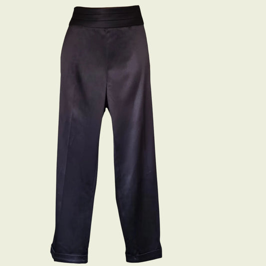 GIVe Women's Vintage Black Satin Trousers UK 14 US 10 EU 42 - Timelessfashions