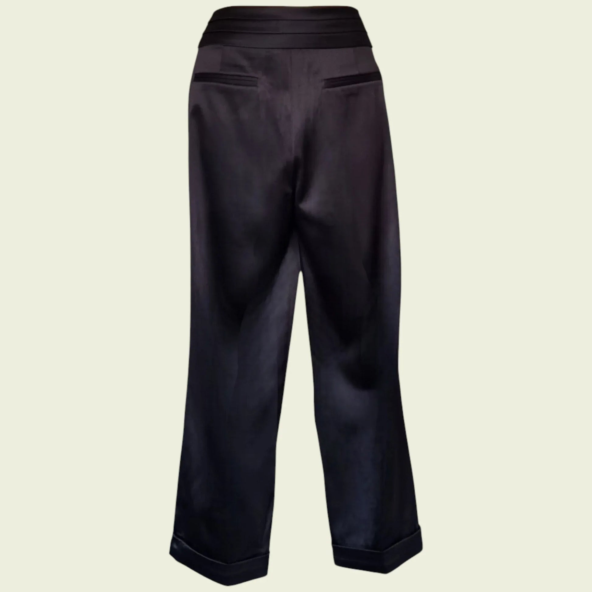 GIVe Women's Vintage Black Satin Trousers UK 14 US 10 EU 42 - Timelessfashions